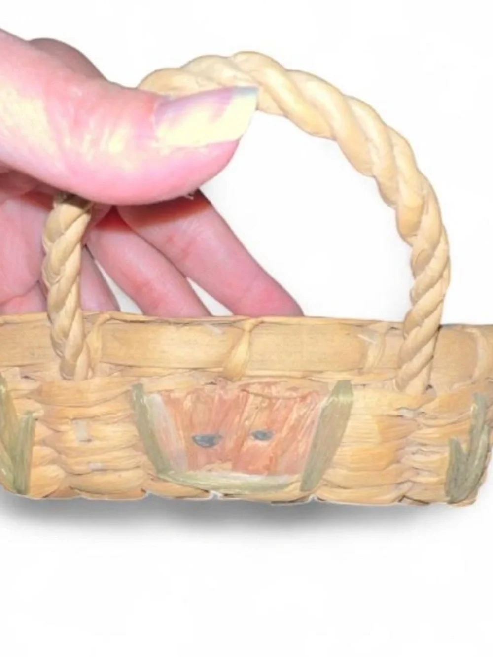 Handmade 70s Woven Raffia Basket